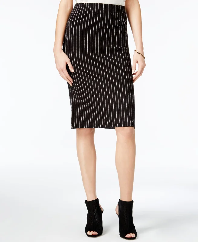 BAR III Striped Sweater Pencil Skirt Satin Fabric Silk Fabric Chiffon Fabric
