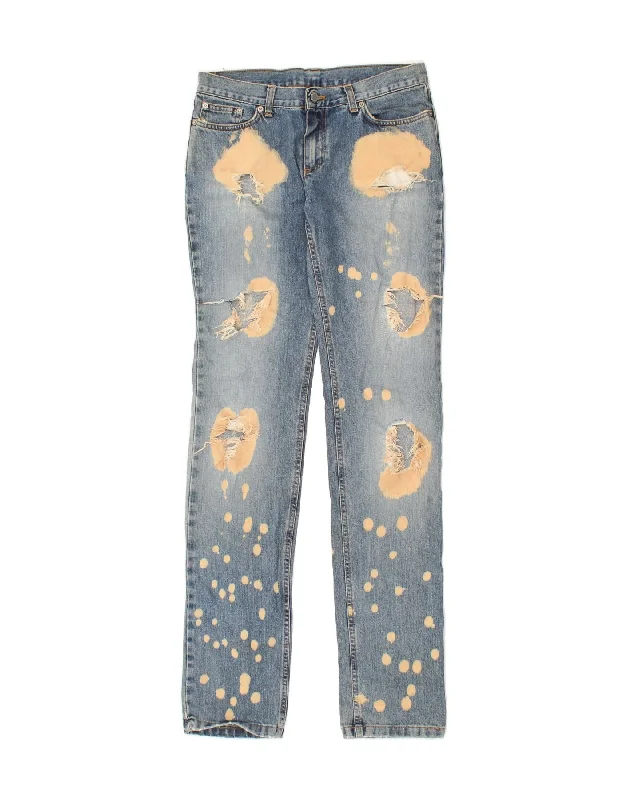 RICHMOND Womens Distressed Slim Jeans W32 L34 Blue Spotted Cozy Stretch High-Waist Jeans