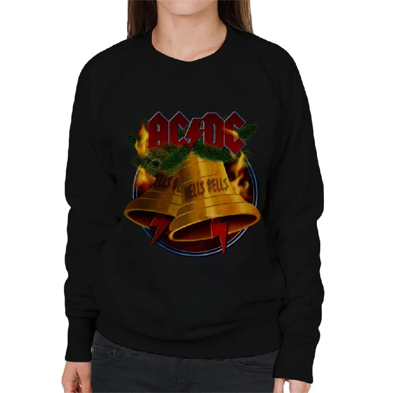 AC/DC Christmas Hells Bells Women's Sweatshirt Hoodie with Fur Luxurious Winter
