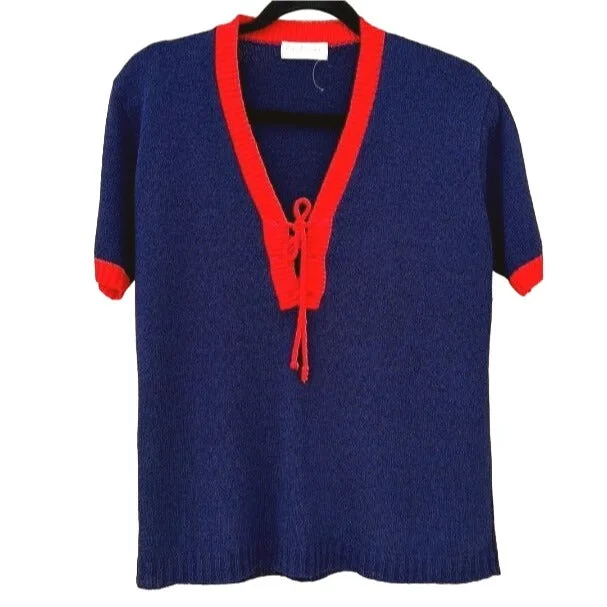Lil Lambee Le Roy Knitwear Vintage 60s V Neck Drawstring Chest Knit Sweater - XL Zippered Buttoned Snapped Lil Lambee Le Roy Knitwear Vintage 60s V Neck Drawstring Chest Knit Sweater - XL Zippered Buttoned Snapped