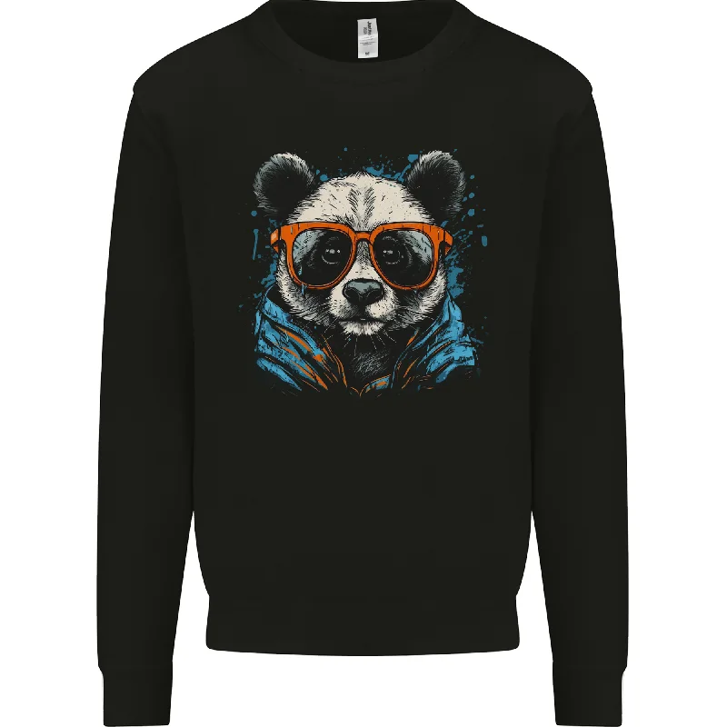 A Cool Panda Wearing Glasses Mens Sweatshirt Jumper Hoodie with Earth Tones Natural Calm A Cool Panda Wearing Glasses Mens Sweatshirt Jumper Hoodie with Earth Tones Natural Calm