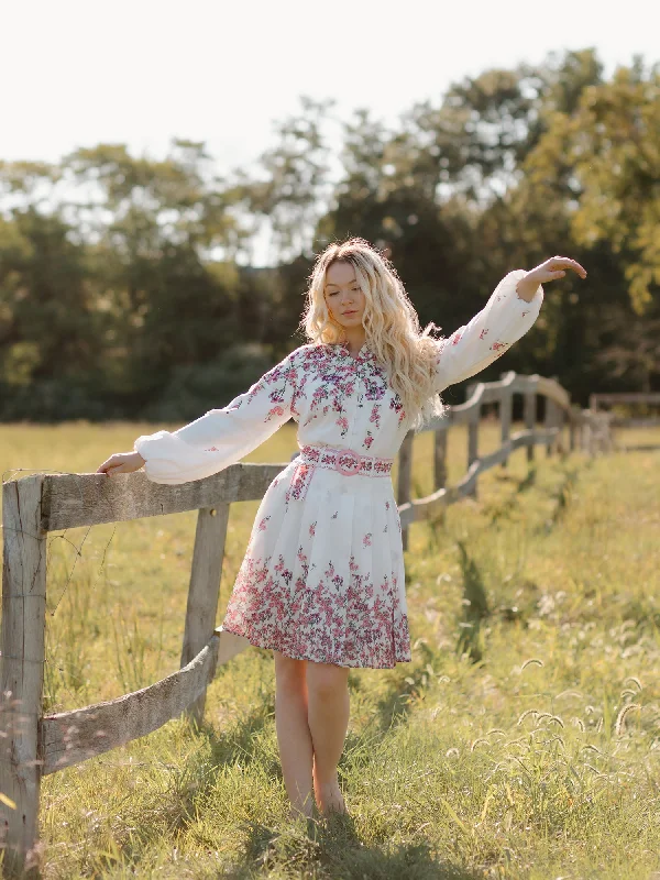 Nina Pink Floral Blouse Chic Off-Shoulder Blouse