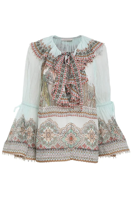 Kaleidoscope Ruffle Blouse Lightweight Tunic Blouse