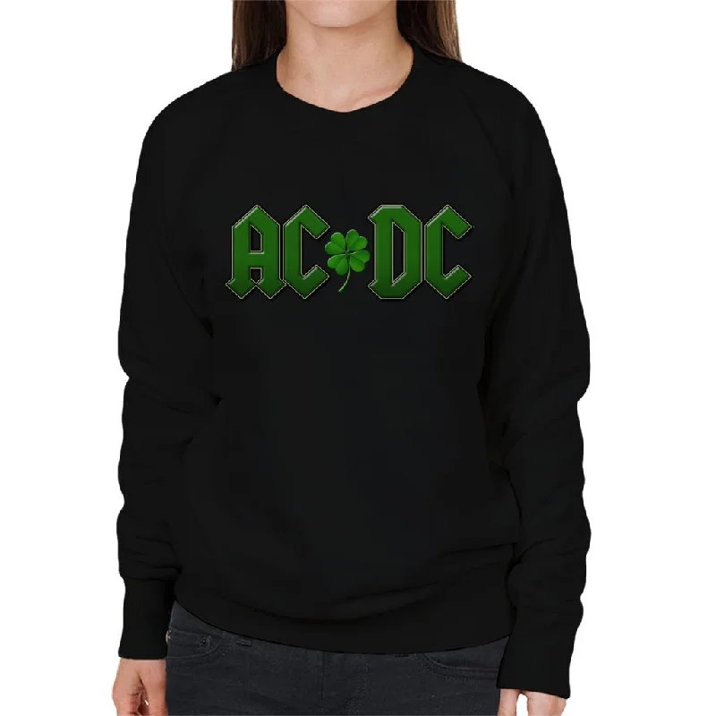 ACDC St Patricks Day Logo Women's Sweatshirt Hoodie with Button Classic Timeless