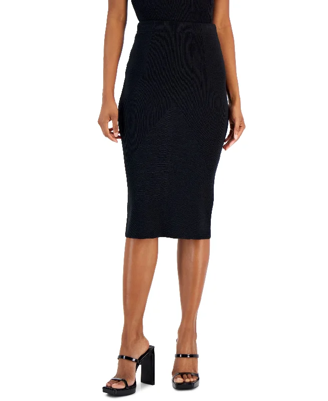 Women's Rib-Knit Sweater Skirt Iron Safe Non-Iron Wrinkle Free