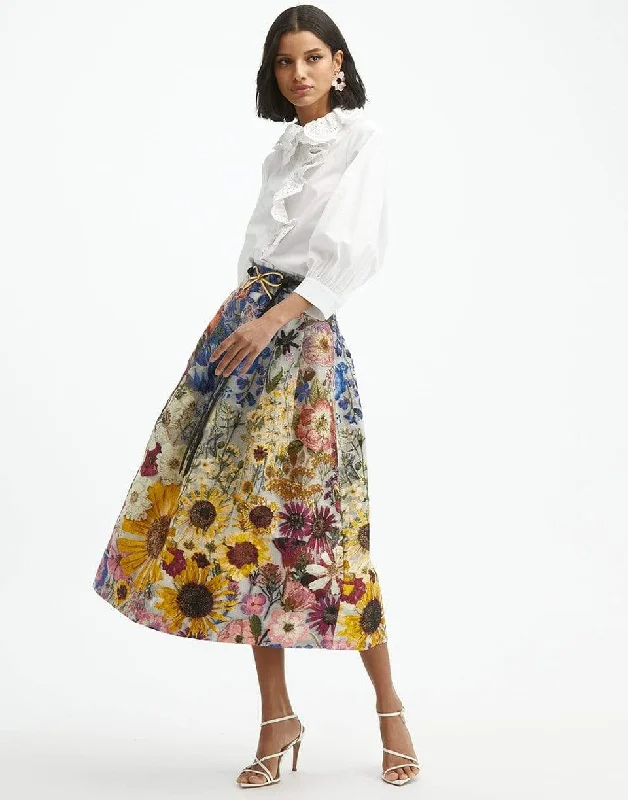 Poplin Embroidered Trim Blouse Stretchy Fitted Blouse