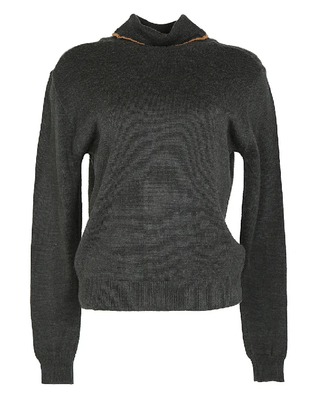 80s Grey Turtleneck Jumper - M Long Sweater Short Sweater Cropped Sweater