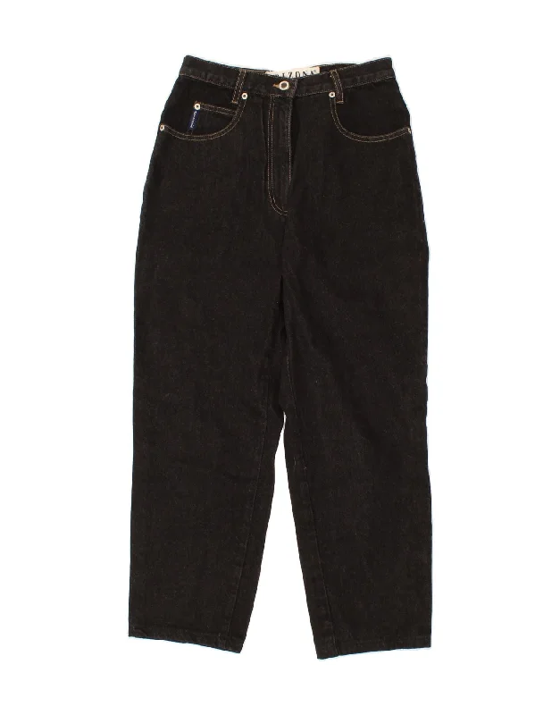 ARIZONA Womens Crop Tapered Jeans UK 12 Medium W28 L25 Black Cotton Fashionable Frayed Hem Denim