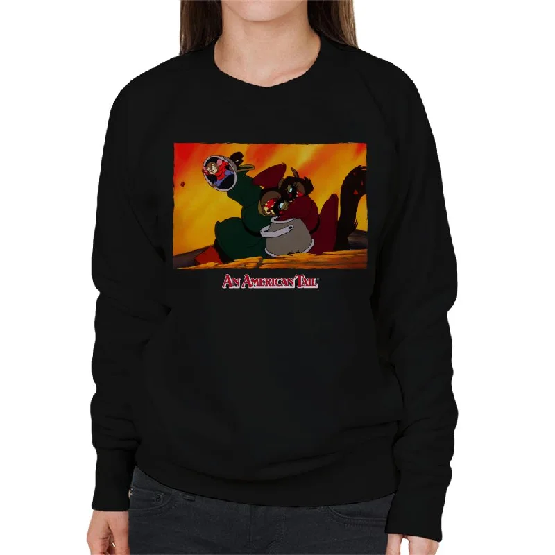 An American Tail Fievel Hides From Cossack Cats Women's Sweatshirt Hoodie with Mock Neck Collared Structured An American Tail Fievel Hides From Cossack Cats Women's Sweatshirt Hoodie with Mock Neck Collared Structured