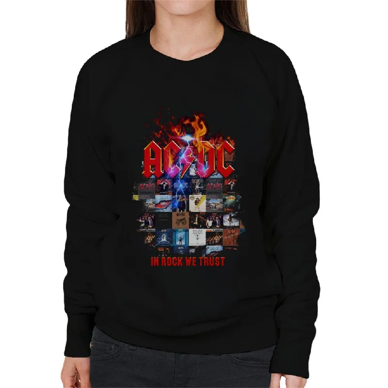 AC/DC In Rock We Trust Album Cover Women's Sweatshirt Cotton Hoodie Fleece Lining Warmth AC/DC In Rock We Trust Album Cover Women's Sweatshirt Cotton Hoodie Fleece Lining Warmth