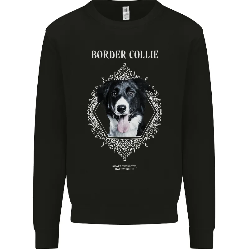 A Decorative Border Collie Mens Sweatshirt Jumper Hoodie with High Neck Warm Protective A Decorative Border Collie Mens Sweatshirt Jumper Hoodie with High Neck Warm Protective