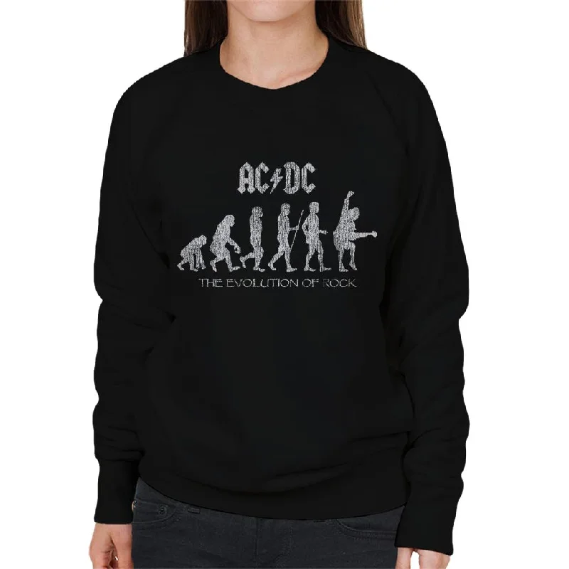 AC/DC Evolution Of Rock Women's Sweatshirt Hoodie with Ribbed Neckline Snug Warm