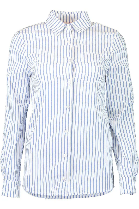 Striped Button Down Blouse Elegant Office Blouse
