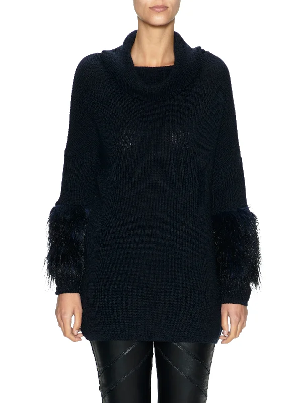 Knit Jumper with Faux Fur Sleeves (New Colourway) Solid Color Striped Floral Print