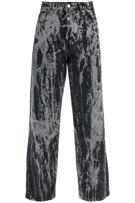 Ganni Women's Tie-Dye Jeans Trendy Acid Wash Skinny Jeans