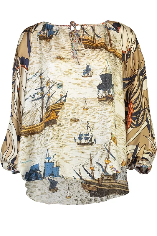 Saint Martin Keyhole Blouse Casual Button Blouse