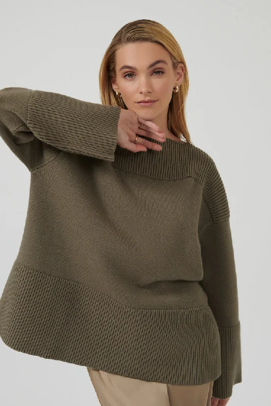 Valentina Sweater - Olive Layered Multi-layer Single Layer