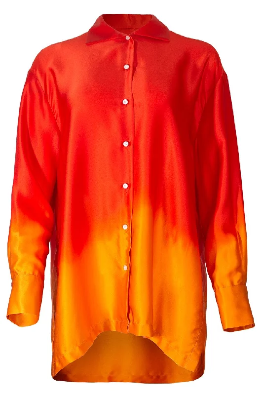 Degrade Button Down Blouse Lightweight Tunic Blouse