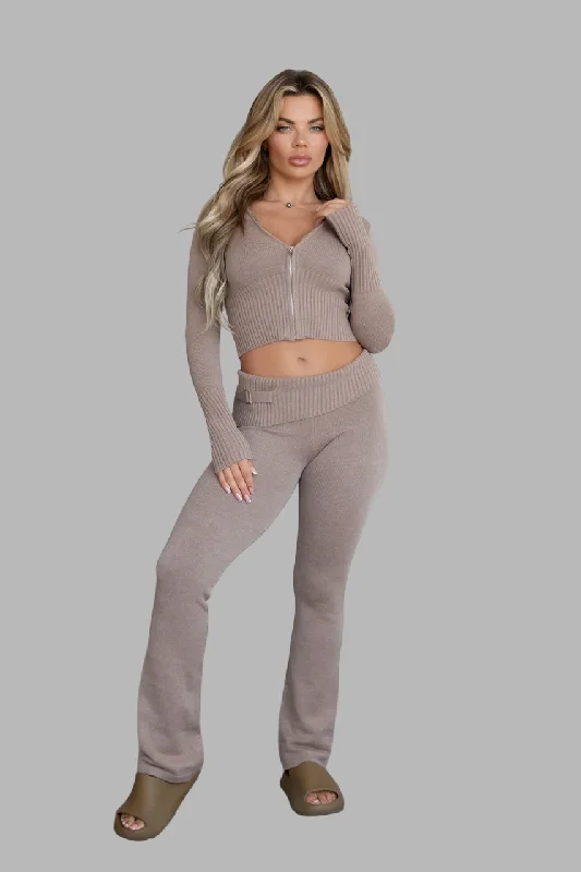 TIC TOC - "COZEE" Sweater Knit Two Piece Set - Wheat Velvet Chenille Corduroy