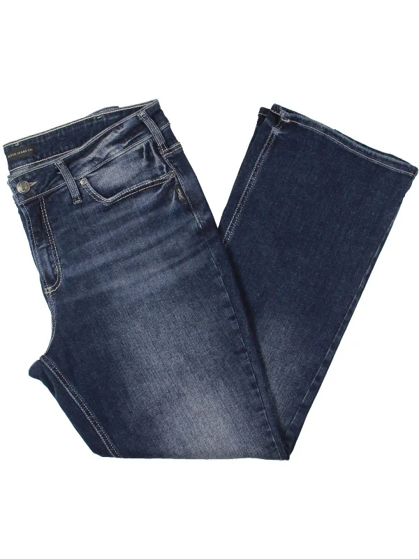 Plus Womens Mid-Rise Wide Leg Bootcut Jeans Elegant Wide-Leg Jeans