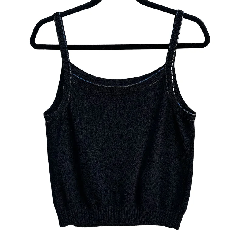 St John Vintage Women's Black Santana Knit Sequin Formal Tank Sweater Top Silk Blend Satin Velvet St John Vintage Women's Black Santana Knit Sequin Formal Tank Sweater Top Silk Blend Satin Velvet