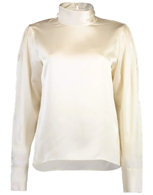 High Neck Silk Blouse Side Tie Blouse