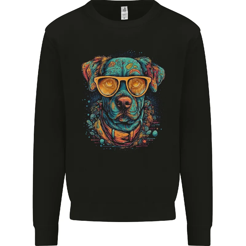 A Cool Dog With Glasses Mens Sweatshirt Jumper Hoodie with Pocket Utility Practical