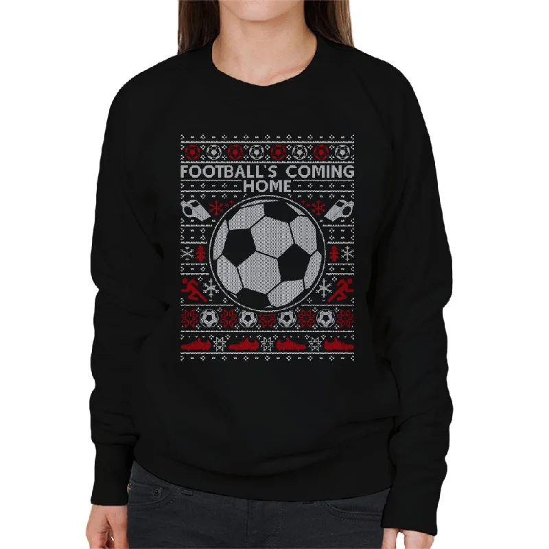 Football's Coming Home Christmas Knit Women's Sweatshirt Hoodie with Tied Waist Feminine Flattering Football's Coming Home Christmas Knit Women's Sweatshirt Hoodie with Tied Waist Feminine Flattering