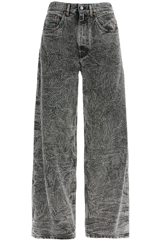 Mm6 Maison Margiela Women's Wrinkled Effect Jeans Trendy Button-Up High-Waist Jeans