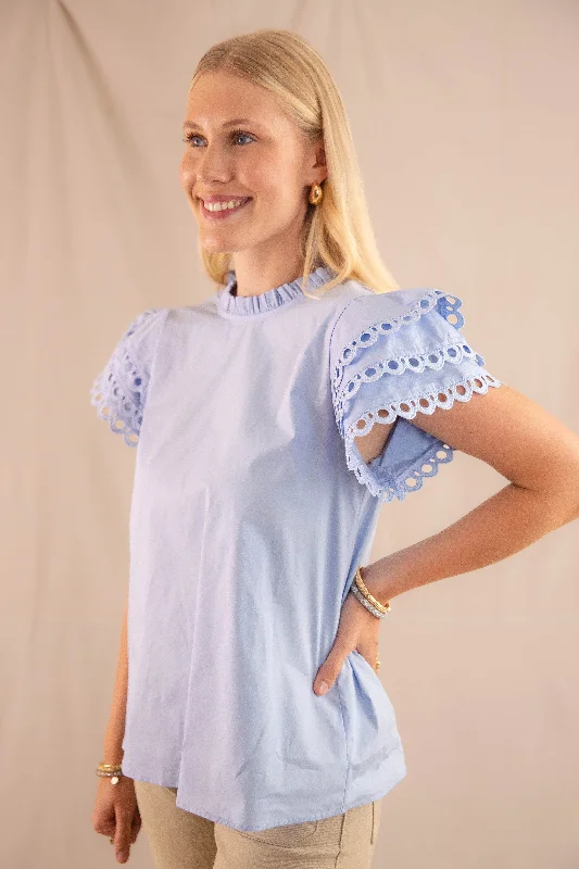 Just A Theory Blouse Sheer Sleeve Blouse