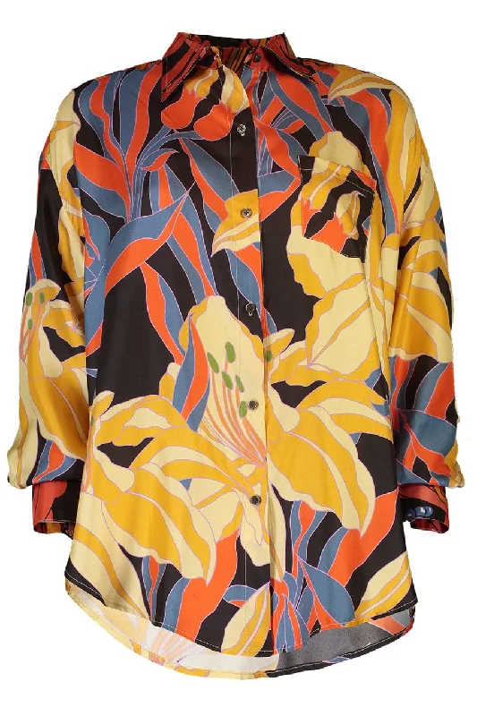 Big Oversized Button Up Blouse Lightweight Chiffon Blouse