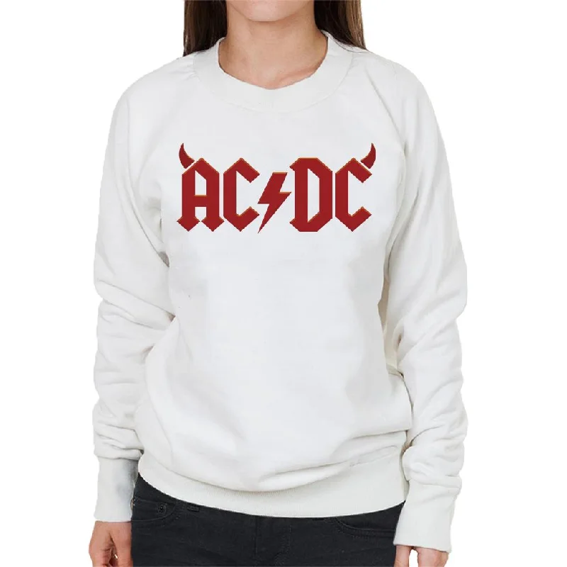 AC/DC Devil Horns Logo Women's Sweatshirt Hoodie with Cropped Fit Short Trendy