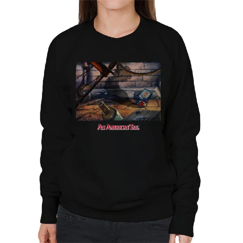 An American Tail Fievels Shadow Women's Sweatshirt Hoodie with Emblem Brand Identity An American Tail Fievels Shadow Women's Sweatshirt Hoodie with Emblem Brand Identity