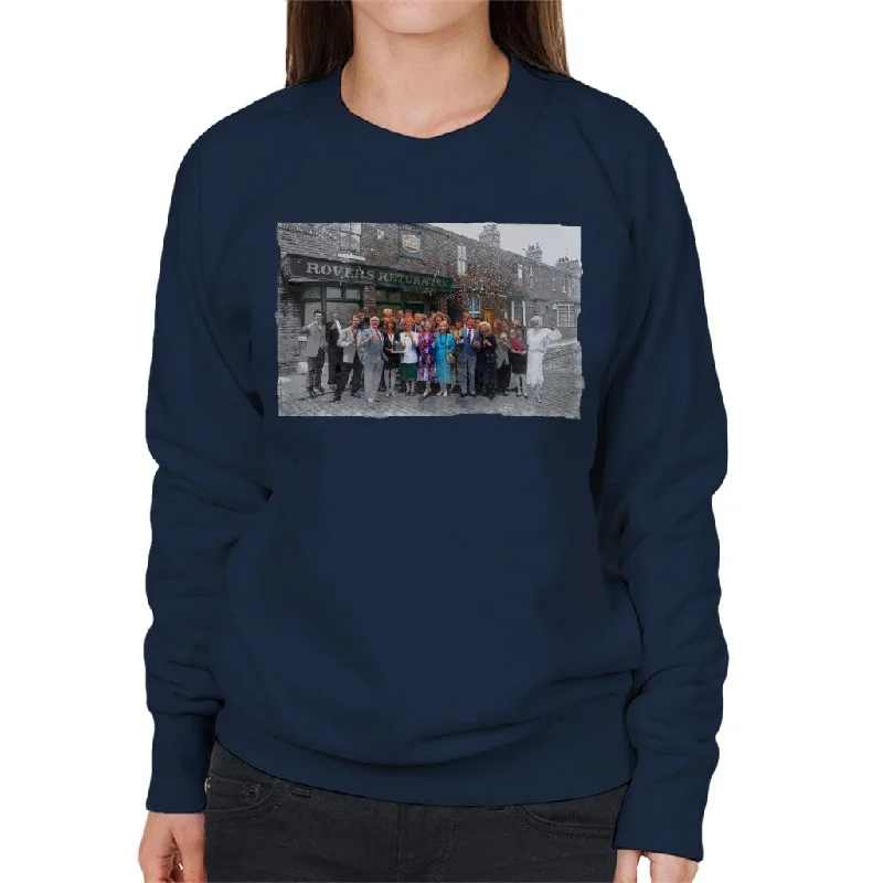 TV Times Cast Of Coronation Street Outside The Rovers Return Women's Sweatshirt Hoodie with Back Slit Movement Comfort TV Times Cast Of Coronation Street Outside The Rovers Return Women's Sweatshirt Hoodie with Back Slit Movement Comfort