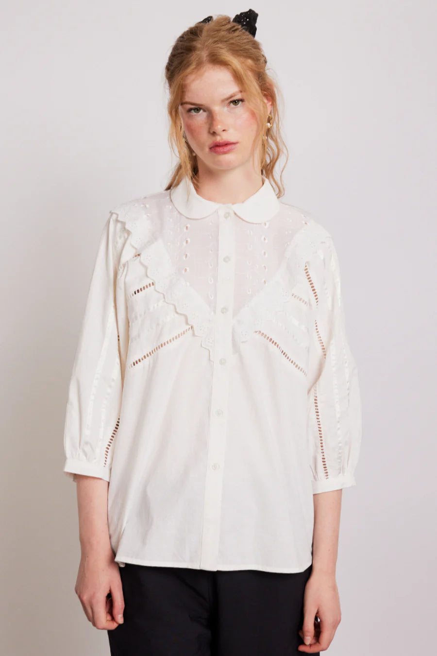 Letitia Blouse White Wrap Front Blouse