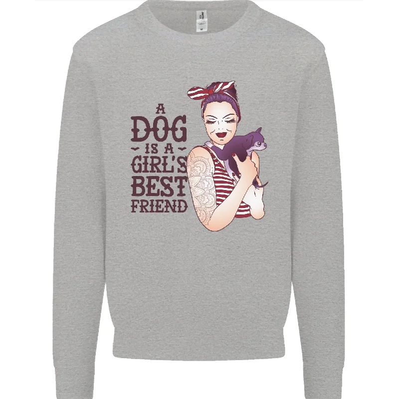 A Dog Is a Girls Best Friend Chihuahua Mens Sweatshirt Jumper Hoodie with Longline Fit Extended Stylish A Dog Is a Girls Best Friend Chihuahua Mens Sweatshirt Jumper Hoodie with Longline Fit Extended Stylish