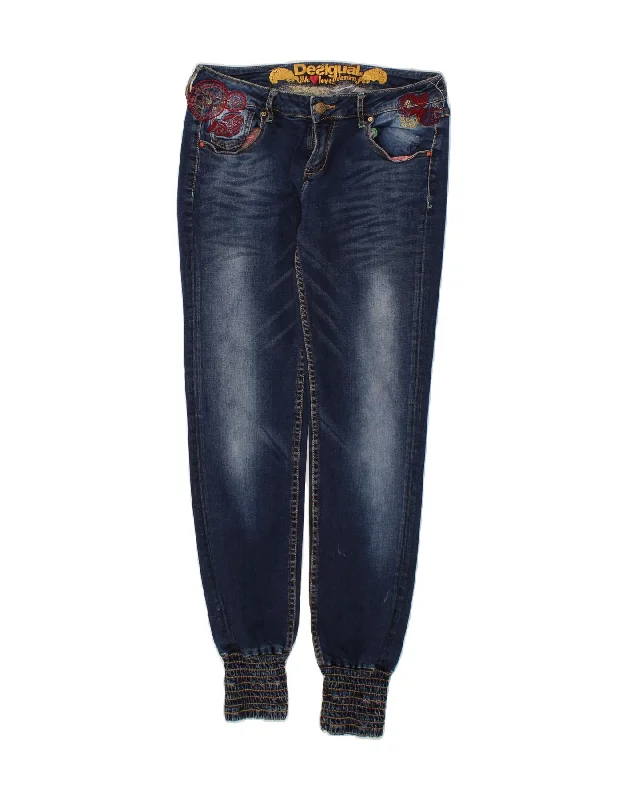 DESIGUAL Womens Joggers Slim Jeans W32 L31 Navy Blue Fashionable Vintage Wash Jeans