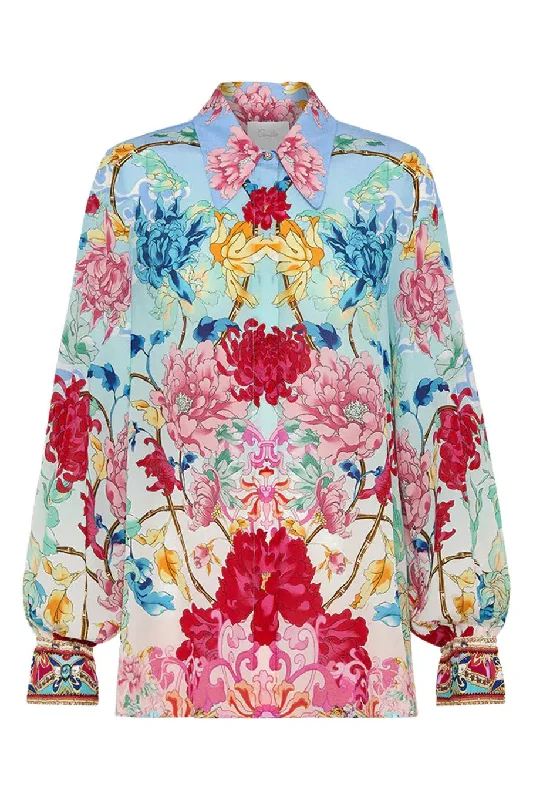 Curved Collar Blouse Smart Casual Blouse