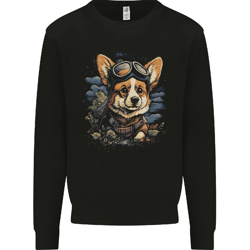 A Cute Corgi Mens Sweatshirt Jumper Hoodie Crop Top Short Trendy