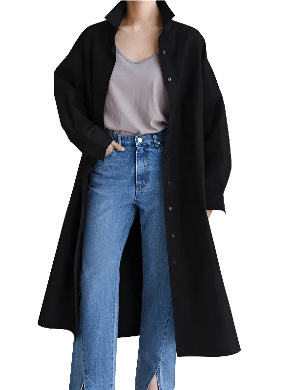 Women's Extra Long Blouse Casual New Lapel Long Sleeve Loose Fit Shirt Women's Fashion Chic Square Blouse Women's Extra Long Blouse Casual New Lapel Long Sleeve Loose Fit Shirt Women's Fashion Chic Square Blouse