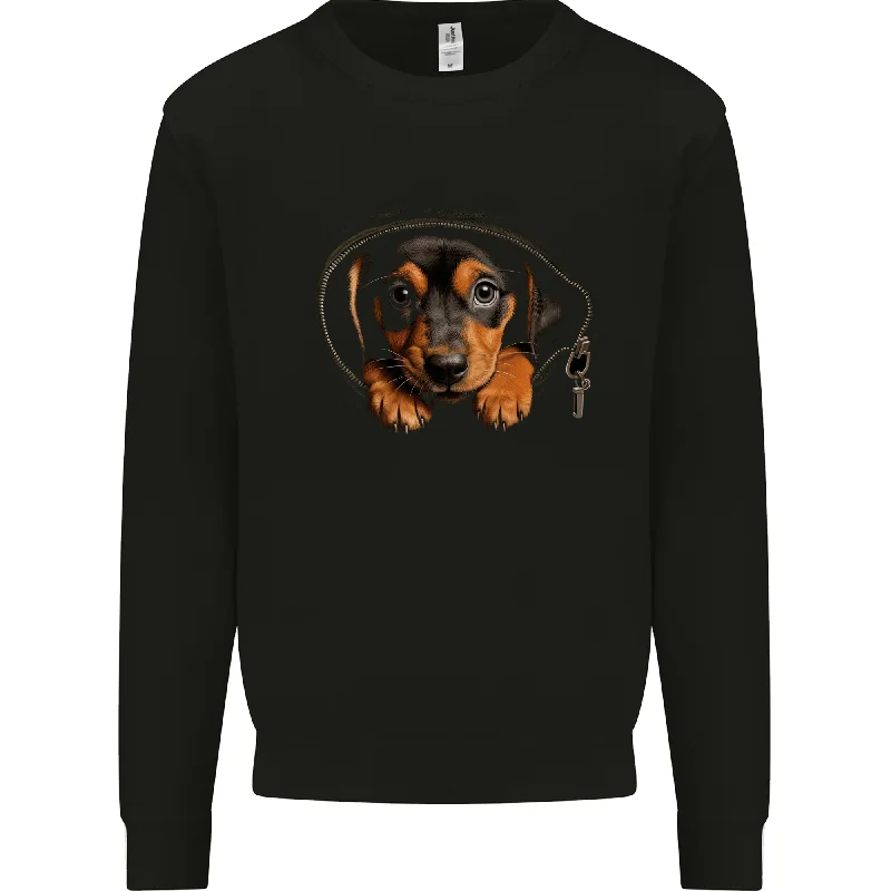 A Dachshund Puppy in a Pocket Dog Mens Sweatshirt Jumper Hoodie with Neon Bright Vibrant A Dachshund Puppy in a Pocket Dog Mens Sweatshirt Jumper Hoodie with Neon Bright Vibrant