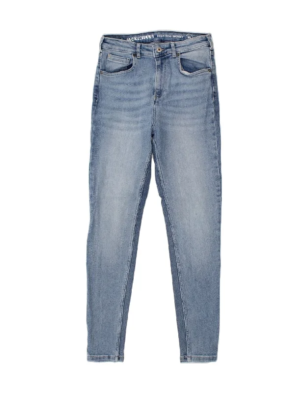 JACK WILLS Womens High Rise Skinny Jeans W28 L29 Blue Cotton Fashionable Cropped Denim Jeans