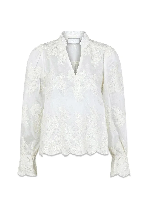 Amara Big Embroidery Blouse - Off White Vintage Lace Blouse