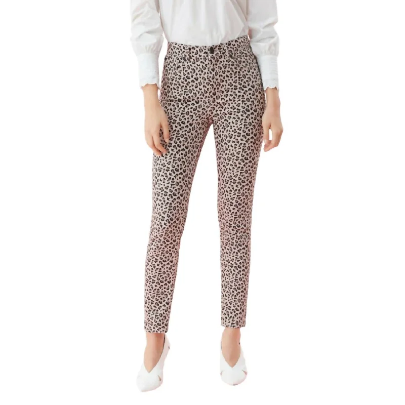 Ocelot Ines Leopard Print Skinny Jeans In Beige Casual Straight-Leg Jeans