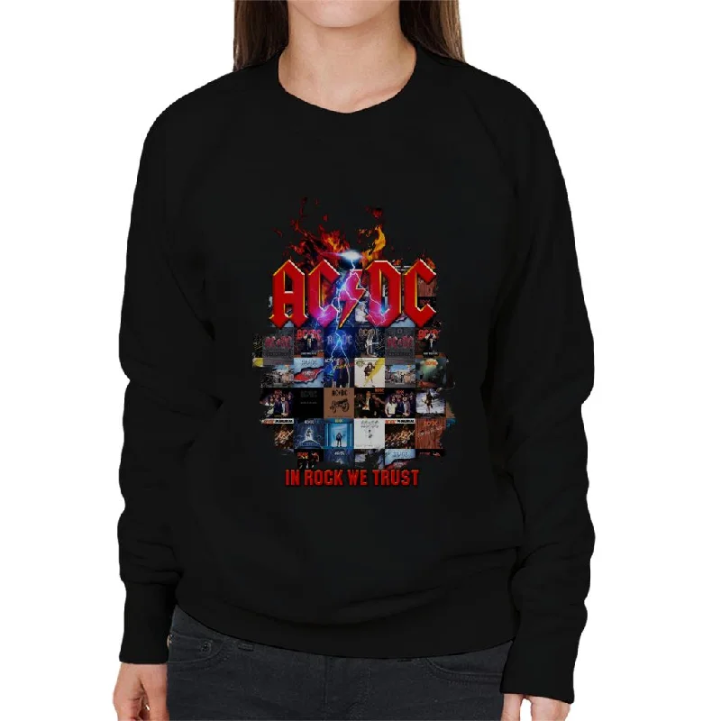 ACDC In Rock We Trust Women's Sweatshirt Hoodie with Fur Luxurious Winter