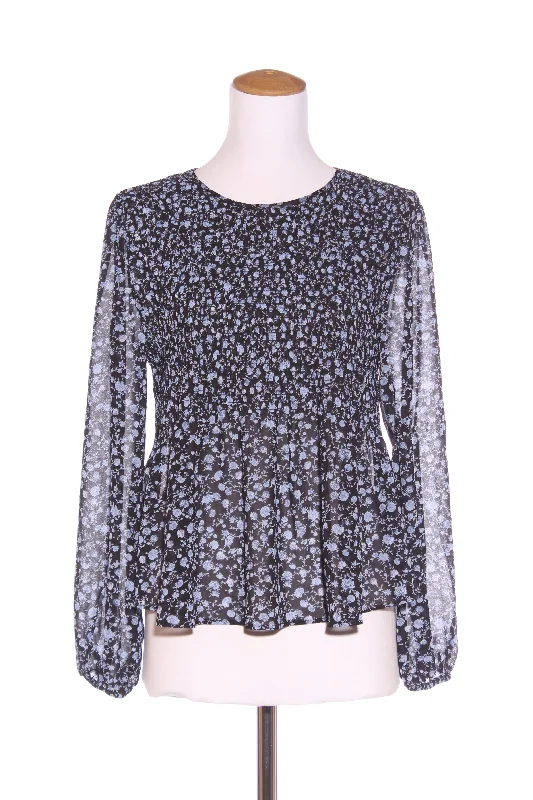 WHISTLE - Blue floral shirred blouse! 12 Romantic Lace Blouse