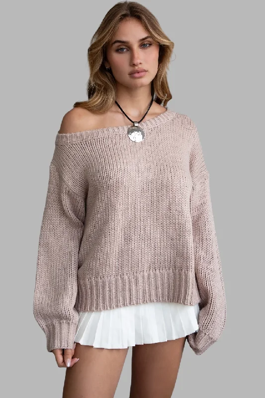 TIC TOC - "BRANDY" Ribbed Knit Sweater Chenille Blend Fleece Blend Nylon Blend