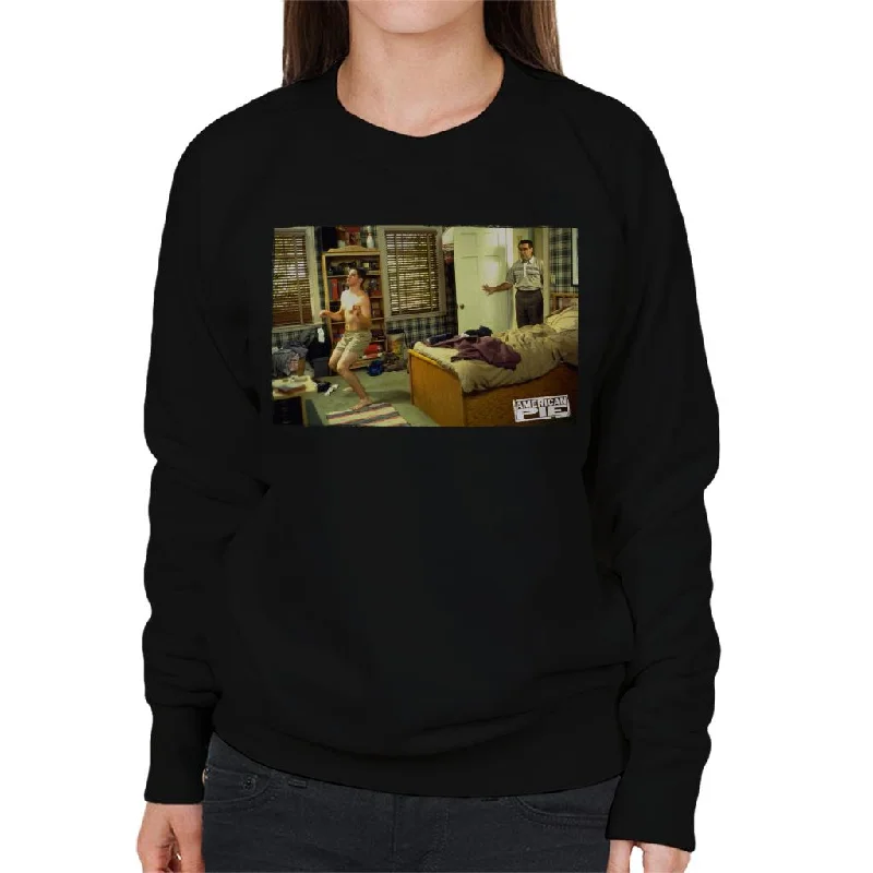 American Pie Jim Caught Dancing Women's Sweatshirt Hoodie with Mock Neck Collared Structured American Pie Jim Caught Dancing Women's Sweatshirt Hoodie with Mock Neck Collared Structured
