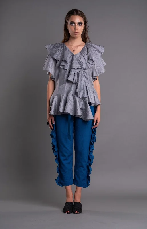 Asymmetric Ruffled Blouse - Dag Dai Vintage Lace Blouse