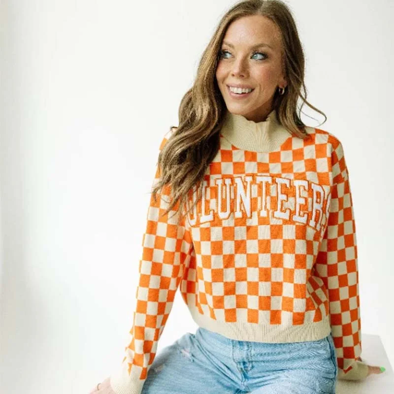 UT Checkered Sweater Plaid Sweater Polka Dot Checkered